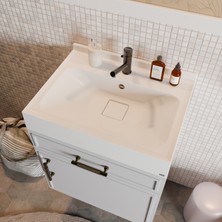Livabo Helia 450 x 600 mm Etajer ve Tezgah Üstü Uyumlu Akrilik Banyo Lavabosu