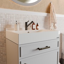 Livabo Helia 450 x 600 mm Etajer ve Tezgah Üstü Uyumlu Akrilik Banyo Lavabosu