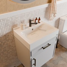 Livabo Helia 450 x 600 mm Etajer ve Tezgah Üstü Uyumlu Akrilik Banyo Lavabosu