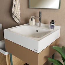 Livabo Selva 450 x 500 mm Tezgah Üstü ve Etajer Uyumlu Akrilik Banyo Lavabosu