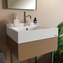 Livabo Selva 450 x 500 mm Tezgah Üstü ve Etajer Uyumlu Akrilik Banyo Lavabosu