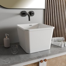 Livabo Siena 410 x 410 x 300 mm Tezgah Üstü Akrilik Banyo Lavabosu