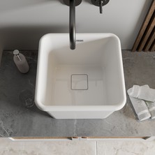 Livabo Siena 410 x 410 x 300 mm Tezgah Üstü Akrilik Banyo Lavabosu