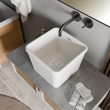 Livabo Siena 410 x 410 x 300 mm Tezgah Üstü Akrilik Banyo Lavabosu