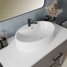 Livabo Rona 410 x 620 x 150 mm Tezgah Üstü Armatür Bantlı Akrilik Banyo Lavabosu