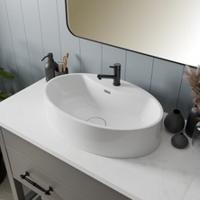 Livabo Rona 410 x 620 x 150 mm Tezgah Üstü Armatür Bantlı Akrilik Banyo Lavabosu