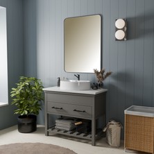 Livabo Rona 410 x 620 x 150 mm Tezgah Üstü Armatür Bantlı Akrilik Banyo Lavabosu