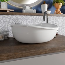 Livabo Deniz 390X490X180 mm Tezgah Üstü Akrilik Banyo Lavabosu