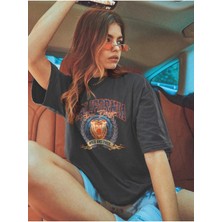 Woodroffe Kadın / Kız Füme Oversize T-Shirt California Baskılı