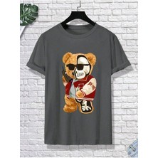 Woodroffe Half Skeleton Bear Baskılı Oversize Erkek T-Shirt Salaş Boyfirend