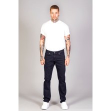 Erkek Koyu Lacivert Klasik Kesim Pamuklu Esnek Jean Kot Denim Pantolon