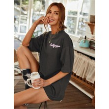 Woodroffe Kadın / Kız Füme California Baskılı Oversize T-Shirt