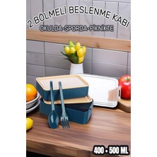 2 Bölmeli Kilitli Beslenme Kabı Seti,okulda,ofiste,sporda,piknikte,diyet,besin Kabı 500 ML+400 ml