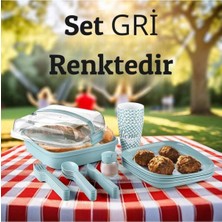 32 Parça 6 Kişilik Piknik Seti- Bulaşık Makinasında Yıkanabilir, Mikrodalga Uyumlu . ( Gri )