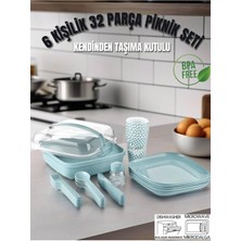 6 Kişilik 32 Parça Piknik Seti-Mikrodalga Uyumlu Bulaşık Makinasında Yıkanabilir. ( Mavi )