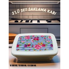 3'lü Set Saklama Kabı / Iç Içe Geçer Yer Kaplamaz