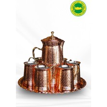 Bakır Zımbalı Bardak Sürahi ve Tepsi Set