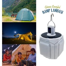 Tarez PT-2081 Solar Kamp Lambası, Katlanabilir USB Şarjlı Güneş Enerjili Kamp Lambası 60 Smd LED 1000 Lümen