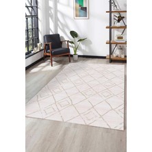 Akasya AK002 Krem Uzun Ömürlü Yumuşak Dokulu Salon Mutfak Koridor Oturma Odası Yolluk Halı