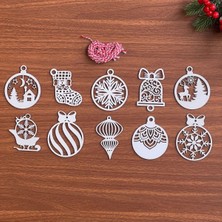 Medu Shop 10 Parça Kırmızı Beyaz Ipli Karışık Model Ahşap Yılbaşı Ağaç Süsü