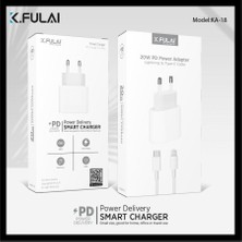 Ka 18 Pd 20W Akıllı Şarj Adaptörü + Pd Lightning Kablo Beyaz