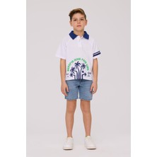 Beverly Hills Polo Club Erkek Çocuk Beyaz TShirt Kısa Kol Günlük Stil Örme Kumaş