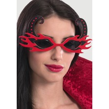 Medu Shop Siyah Boynuzlu Kırmızı Renk Alevli Parti Gözlüğü 21 x 10  cm