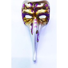 Medu Shop Fuşya Renk Işlemeli Seramik Malzemeden Imal Venedik Uzun Maske Magnet