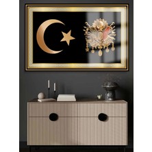 Taulart Ay Yıldız ve Osmanlı Tuğrası Ultra Yüksek Çözünürlüklü Lüks Kırılmaz Cam Tablo Ofis Hediyes