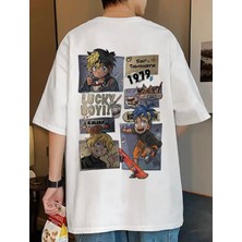 Amor Man Büyük Beden Özel Tasarım Lucky Boy ! Sırt Baskılı Süper Oversize Hip Hop Erkek Battal T-Shırt