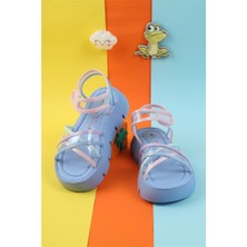 Moda Lime Günlük Sandalet Dolgu Topuklu Sandalet Kız Çocuk Sandaleti Renkli Sandalet Özel Tasarım Sandalet