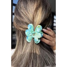 Caş Dekorasyon Yeşil Renk Çiçek Figürlü Kemik Mandal Toka