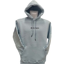 Palm Angels Erkek Açık Mavi Kapüşonlu Owersize Salaş Üç Iplik Sweat Shirt Esk-Plma