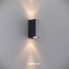 FoneLight Apliken 17 cm Çift Yönlü GU10 LED Duvar Apliği Antrasit Alüminyum IP65 Bahçe Dış Cephe Aydınlatması 14W 3000K