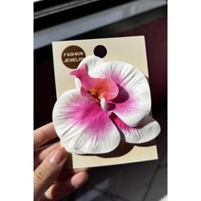 Caş Dekorasyon Beyaz ve Pembe Renk Aloha Orkide Pens Toka