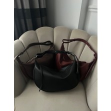 Hill Bag Yumuşak Suni Deri Tasarım Askılı Fermuar Kapama El Omuz Çantası