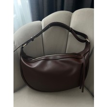 Hill Bag Yumuşak Suni Deri Tasarım Askılı Fermuar Kapama El Omuz Çantası