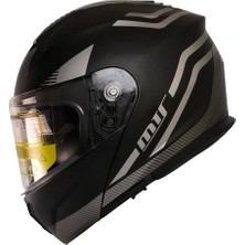 Mts 966 WX20 Gri Çene Açılır Mat Siyah-Gri Kask