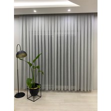 İnci Life Home Foldet Gri Keten Tül Perde 1/3 Sık Pileli