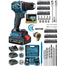 Wacker Pro Alman W-2130 Darbeli Kömürsüz Motor Samsung Pilli 2 Akülü Vidalama Matkap + 84 Parça Aksesuar Set