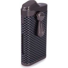 Parmida Çift Torch Pürmüz Karbon Desenli Gunmetal Metal Puro Çakmağı