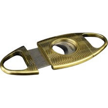 Premium Quality Bronz İşlemeli Desenli Metal Puro Makası Kesici