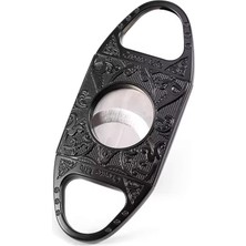 Premium Quality Siyah Metal İşlemeli Baskılı Metal Puro Makası Kesici