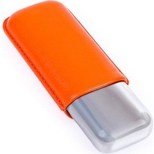 Premium Quality Turuncu İkili Deri Puro Kılıfı