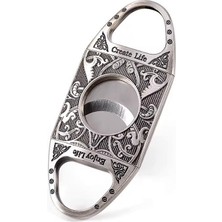 Premium Quality Gümüş Metal İşlemeli Baskılı Metal Puro Makası Kesici