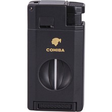 Cohiba Çift Torch Pürmüz Siyah Dahili Delici & V Kesici Metal Puro Çakmağı