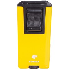 Cohiba Çift Torch Pürmüz Sarı-Siyah Metal Puro Çakmağı