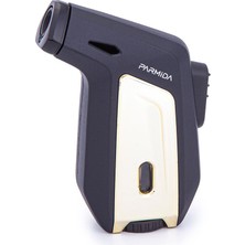 Parmida Tek Torch Pürmüz Mat Siyah-Gold Masa Tipi Puro Çakmağı