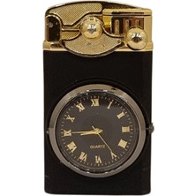 Premium Quality Gold-Mat Siyah Saat Desenli Çift Torch Pürmüz Metal Puro Çakmağı