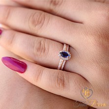 Safir Beyaz Taşlı Markiz Kadın Yüzük, Mekik Kadın Yüzüğü,